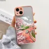 Blossoms de cerisier rose peint Case de téléphone pour iPhone 11 14pro max 13 12 xr 15 7 SE20 8Plus Anime Street View Hard Mate Coque Coque