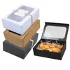 3/6/9/12pcs Kraft Paper Candy Box Clear Window DIY Gift Cookies Bakery Packaging Bag Party Favor Christmas Wedding Decoration