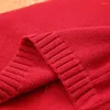 Malha feminina feminina Cardigan Red Sweaters Cabão malha de manga longa Botão frontal aberta e abobad