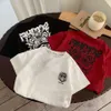 Chłopcy Cotton T-shirt z krótkim rękawem Kids Bibcock Letter Printed Casual Tops 2024 Summer Children Cartoon Loose Tees Z7626