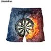 Fléchettes Fire Water 3D Imprimé pour hommes chic shorts de planche mâle pantalon de plage décontracté pantalon unisexe harajuku streetwear punk style