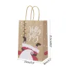 Multi -Style Frohe Weihnachten Kraftpapier Tasche Santa Claus Geschenktüten mit Griffen Weihnachten Präsentieren Aufbewahrungstasche Partyzubehör 3/5 PCs