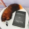 16" Long Real Genuine Fox Fur Tail Plug Anal Butt Metal Stainless Insert Adult Sexy Stopper Cosplay Toys