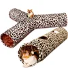 Tunnel gatto stampato leopardo crinkly 3 modi in cui tunnel pet gattino gioca giocattolo giocattolo di coniglio pieghevole per divertimento
