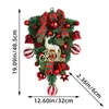 Dekorativa blommor Julkransar med Red Bow Winter Door Reindeer Decors lyxiga Guirnalda Navidad Garland Ornament