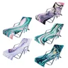 Portable Beach Chair Towel Long Strap Beach Bed Chair Towel Cover With Pocket For Summer Pool Sun Outdoor Activities Garden