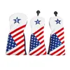 3 PCs PU Golf Wood Headcover mit USA America Flaggenstil für 1 Golffahrer Cover 2 Fairway Club Head Cover Golf Accessoires