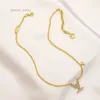 Nooit vervagen van gouden vergulde merkontwerper Pendanten kettingen Roestvrij stalen letter Choker Hangketting Ketting Kralen keten sieraden