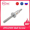 25mm DFU RM 2505 Ball screw L200/300/350/400/500/550/600/650/700/800/900/1000mm endmached for BKBF20 + a double nut for CNC XZY