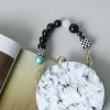 Nouvelle femme sac accessoire noir blanc bleu acrylique perles de résine pièces de bracelet fabriqué à la main