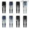Designer Stack Jeans jeans européen pourpre jean hommes broderie quilting Ripped for Trend Brand vintage pant mens pli pli skinny mode zttu
