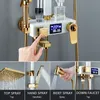 Hot Cold Shower Set Bathroom Smart Thermostatic Shower System Wall Mount Digital Display Bath Faucet Square Head Bathtub Grifos