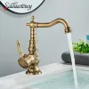 Antique Messing Küchenarmaturenmischer 360 ° Rotatble Heißer und Kaltmischer Tippen Sie auf Badezimmer Wasserhahn Eingriff Waschbecken Mixer Becken Wasserhahn