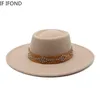 Sombreros Fedora para mujeres 9.5 cm de ancho Brim caki de vestido negro de fieltro Hombo Panamá Men Jazz Sombreros de Mujer 240322