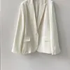 Frauenanzüge Frauen Rücken beide Seiten Split Design Blazer Acetic Mischung Single -Tasten -Strickjacke Langarm weibliche Straight Anzugmantel Fall Fall