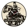 Equestrian Horse Riding Wooden Wall Clock Horseback Sports Home Decor Wall Watch For Bedroom Horse Racing Artwork Timepieces