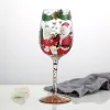 Christmas Print Wine Glass Christmas Decor Red Wine Goblet Creative Hand Drawing Painted Home Party Festival Cups Bar Wine Set