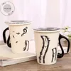 Homie 300 ml Creative Music Tea Cup Stave Note Piano Key Board Formhandtag Keramik Mugg med Cup Lock Christmas Gift