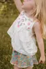 T-shirts LM Childrens Shirts Shorts One Set för 2024 New Spring Summer Baby Girls Holiday Sleeveless Floral Top Blouse Shorts Clothings 240410