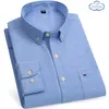 Dimensioni S 7xl Blue Men Shirt manica lunga 100% Cotton oxford soft comodo di qualità regolare uomo d'affari camicie casual 240328