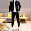 Spring Autumn New Youth Sports and Leisure Two Piece Set Men's Zipper Fashion Trend Cardigan Hoodie Long Sleeved Set for Men