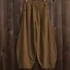 Frauenhose locker sitzende Wattebodenstil Ballon Weitbein Frauen Vintage in voller Länge harem fester elasitischer Taille S-5xl