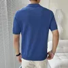 Polos Fashion Slim Knitted Courte à manches courtes Men Men Vintage à rayures Pattein Polo Polo Mens T-shirts Summer T-shirts