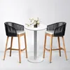 Creative Bar Chair Restaurant Bar Solid Wood Feet Bar Chairs Modern Home Kitchen Bar Furniture Rattan ryggstöd Stol Fosuhouse