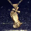 Nowy religijna modlitwa gest cross metal naszyjnik męski biżuteria