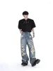 Jeans da uomo rossonetto strappato strappato hiphop sciolto in forma casual pantaloni a largo dritta vintage y2k pantaloni streetwear