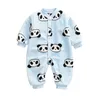 Autumn inverno recém -nascido bebê roupas panda impressão bebê garoto macacão quente bebê menino menina lã mole bobysuit pijamas