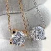 デザインジュエリーネックレスクラシックネックレス女性スターリングシルバーヘッド模倣ダイヤモンド18Kローズゴールドボーンチェーン付きロゴ