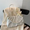 Hobo mode geplooide crossbody schoudertas wolk pu lederen kleine handtassen portemonnee dames parel luxe ontwerp onderarm tassen