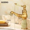 Basin Dra ut kran Golden Polish Marble Stone Luxury Bad Sink Mixer Tap Deck Mount Gold Faucet Mixer Crane ZR490