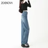 Jeans pour femmes Zoenova Girl Slim Pantalon Vintage Y2K Clothes Pantalones printemps High Taie Casual Elegant Streetwear Women Retro