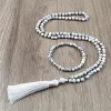 Классическая мала 108 бусин с завязанными ожерельем женщины мужчины белый натуральный камень