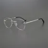 Solglasögonramar C-0201er märke Vintage Rimless Titanium Reading Women Men Glasses Frame Optical Square Eyewear Luxury Recept Gelglas