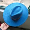 Kadın Süet 10cm genişliğinde Fribora Hat Mens Sonbahar ve Kış Caz Şapkası Klasik Süet Fedora Sombrero 240401