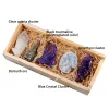 Runyangshi 5 stcs/set natuurlijke kristalcluster originele puntmineralen amethist cluster verzamelen houtenbox -geschenken voor huizendecoratie