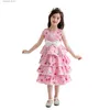 Mädchenkleider Neue Mädchen Blumen drucken geschwollene Kleider Kinder Süße Prinzessin Kleid Bow Designer Party Kleider Kleider Kleid 2-10 Jahre L47