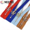 Meetee 4pcs 3# Close-end dragkedjor 15/18/20/25/30 cm Metal Zippers Gold Silver Silver Tooth Zip Reparationssats DIY Väskor Klädtillbehör