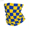 Fashion Face Masks Neck Gaiter Checkerboard Plaid Yellow And Blue Bandana Neck Gaiter Balaclavas Face Mask Scarf Multi-use Headband Running Unisex Adult 240410