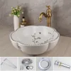 Torayvino Art Ceramic Basin Clower Bird Washbasin Basin Basin раковина вращается с антикварным латунным смесителем