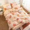 3/4PCS Kawaii Bedding Setsキュートピーチベッドシートセットガールベッド用の枕カバーセットツインフルクイーンキングサイズ布団カバー