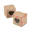 25/50pcs Kraft Paper Candy Box Pvc Window Corazón Transparente Favor Caja de regalo Linda bolsa de regalo Bolsa de bodas Decoración de bodas