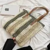 Summer Handmade Bags for Women Beach Weaving Ladies Straw Bag Wrapped Square shaped Top Handle Handbags 240410