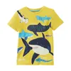 Tシャツリトルメイベン2024新しいファッションボーイズTシャツ夏の輝く恐竜動物綿因果服2-7年240410年