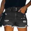 Dames shorts Women Rolden Hem Stijlvolle hoge taille denim met gescheurde randdetail Slim Fit -knop Sluiting zacht voor de zomer