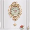 Tuda European Style Silent Flower Canving Large Pendulum Living Room Quartz Clock Slaapkamer Creatieve olifant Swing wandklok