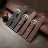 İzle Grupları Yeni İtalyan Tarzı Orijinal Deri Deri İzle Strap Retro Yağ Balmumu Cilt Ultra Yetenekli İş Saat Bantları 18/19/20/21/22mml2404